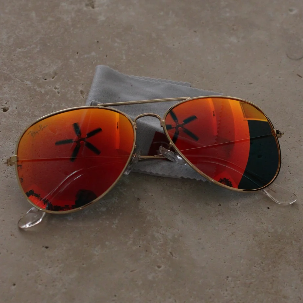 Ray-Ban Aviator Sunglasses with Orange-Red Mirror‎ Lenses
